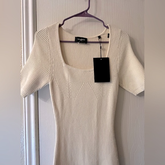 🛍️NWT The Kooples Size 1/Small Cream Ribbed Bodycon Maxi Dress - Picture 7 of 8